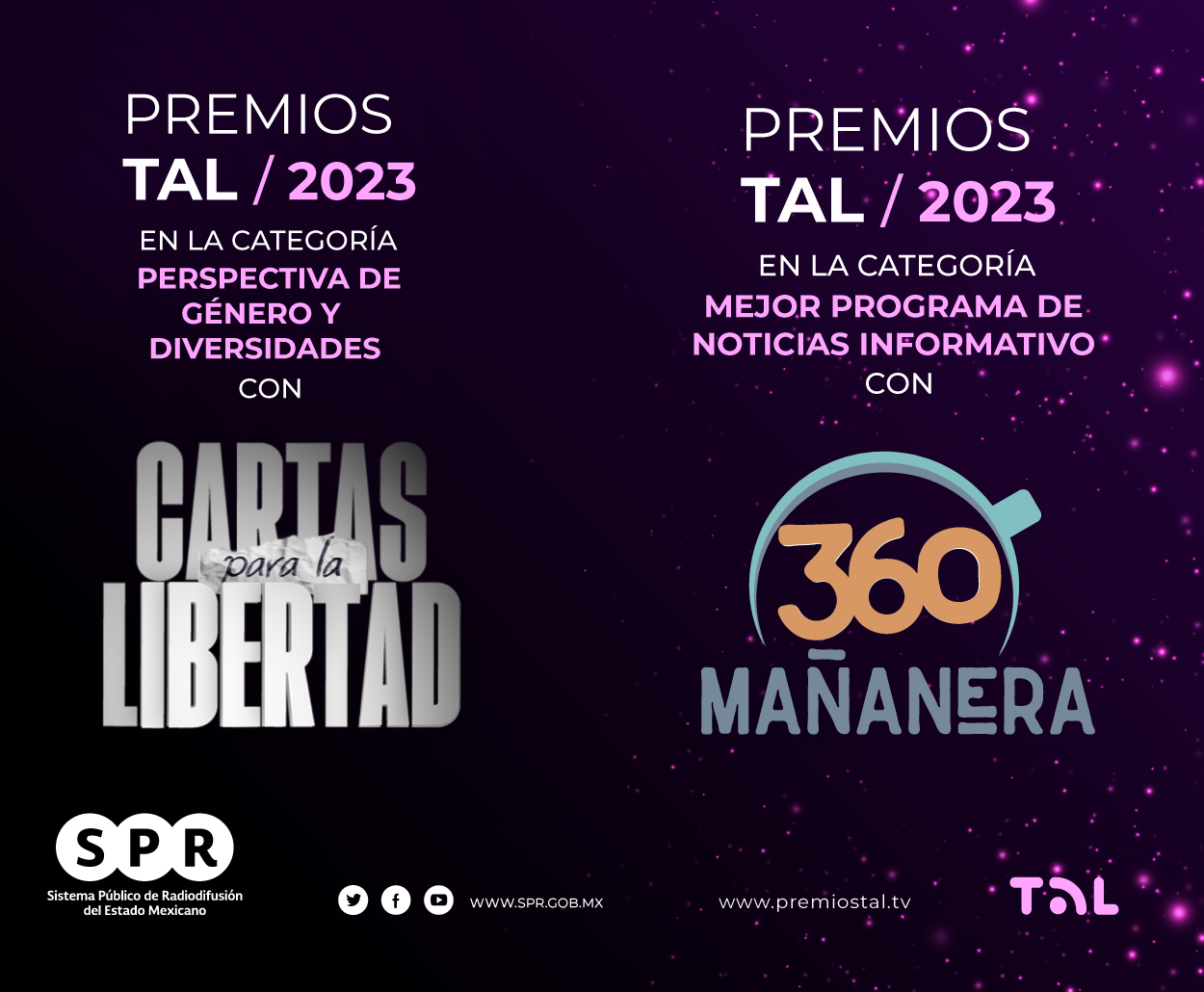 “Cartas para la Libertad” y “Mañanera 360°”, de Canal Catorce, reciben Premio TAL 2023