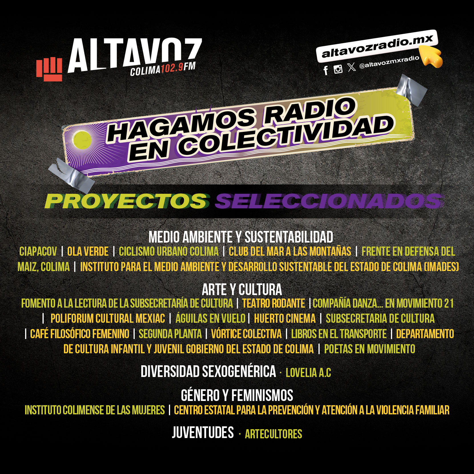 43 colectivas y colectivos de las ciudades de Colima y Tapachula producirán contenidos en Altavoz Radio