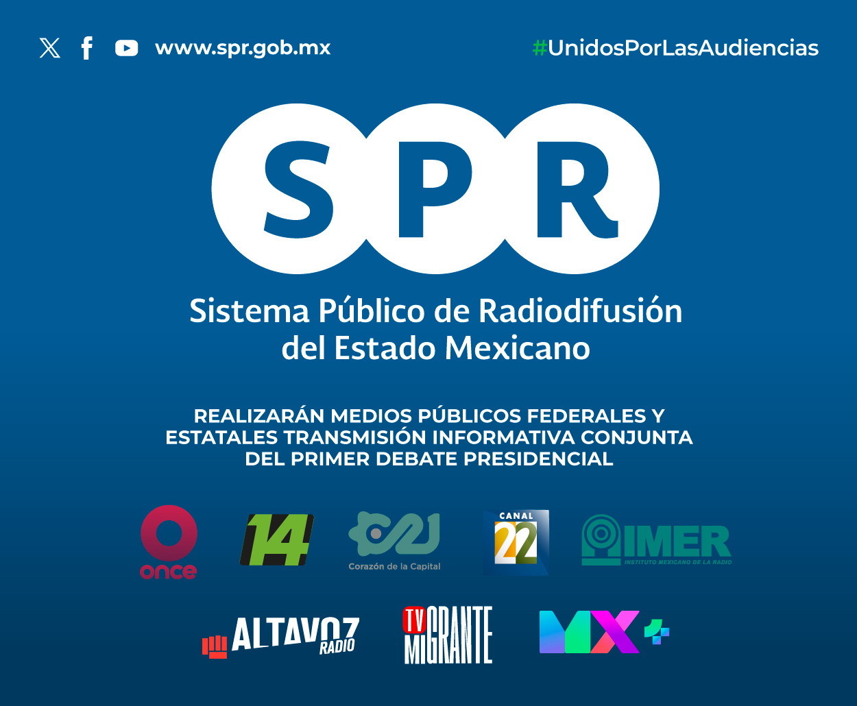 Realizarán medios públicos federales y estatales transmisión informativa conjunta del primer debate presidencial