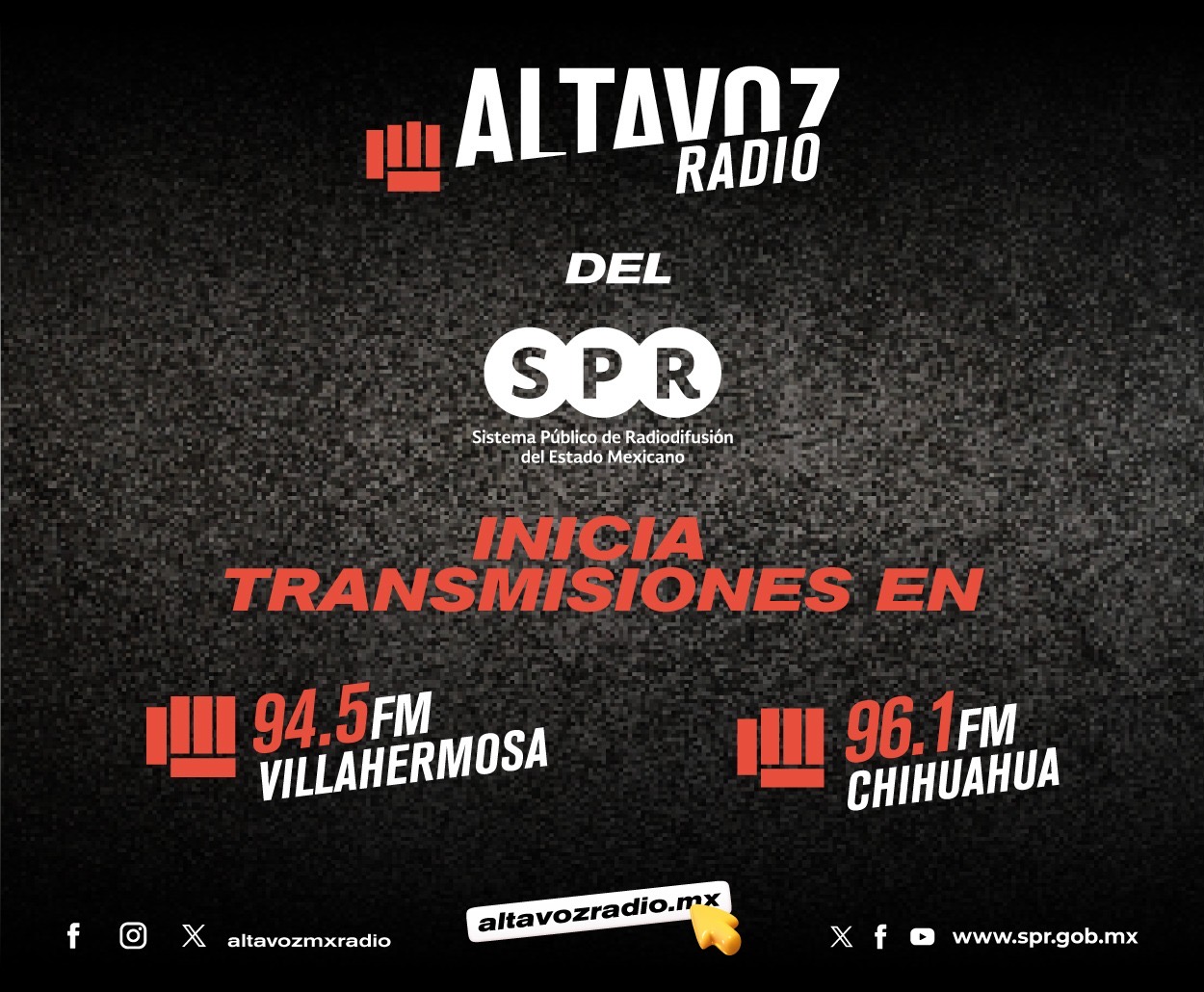 ALTAVOZ RADIO DEL SPR INICIA TRANSMISIONES EN VILLAHERMOSA, TAB, Y CHIHUAHUA,
CHI