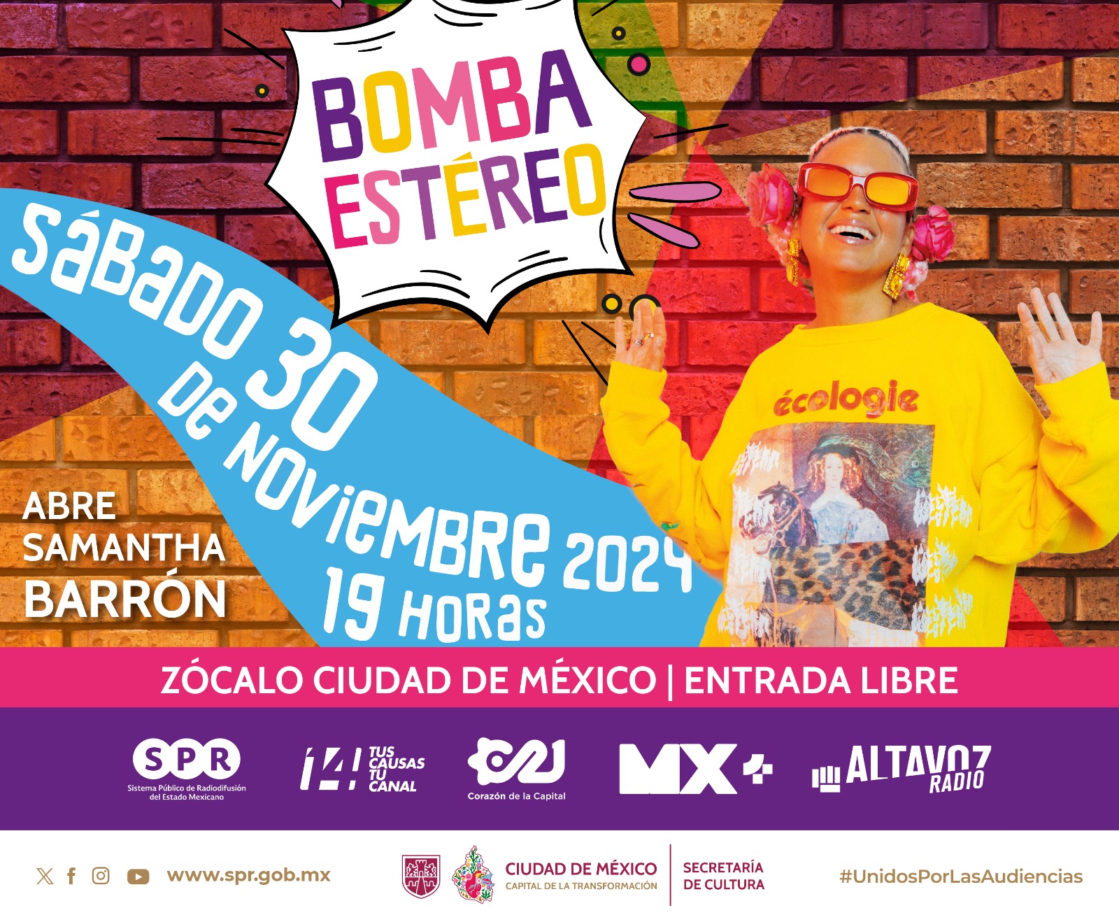 ¡VIVE A BOMBA ESTÉREO EN EL ZÓCALO POR LOS MEDIOS PÚBLICOS!