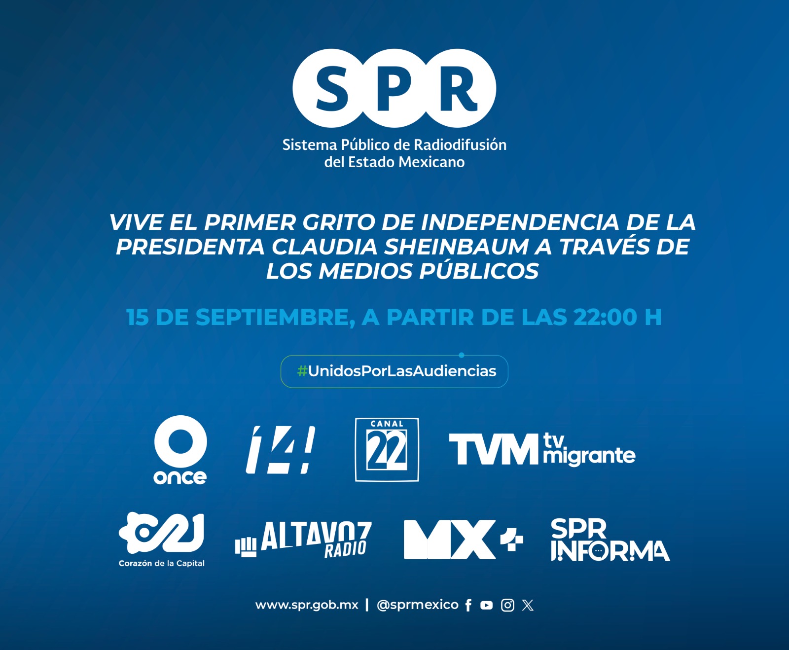 Vive el primer Grito de Independencia de la presidenta Claudia Sheinbaum a
través de los Medios Públicos

